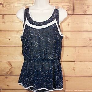 Cecico | Sheer Split Back Elastic Waist Top M